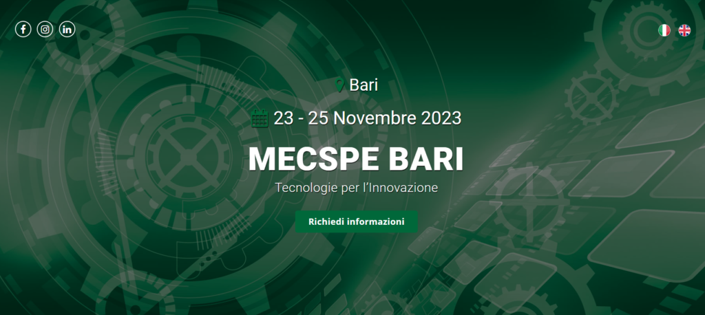 MECSPE torna a Bari: dal 23 al 25 novembre l’appuntamento per l’industria manifatturiera